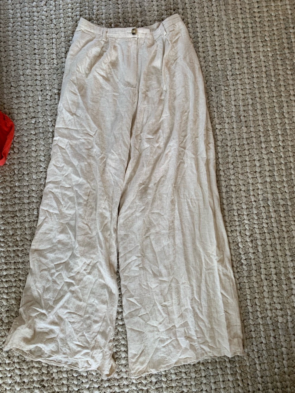 Lulu's Cream Elastic-Waist Linen Pants